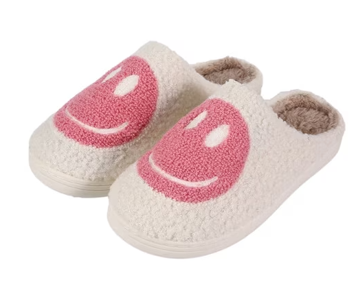 Cute Kids Slippers for Girls Boys Soft Winter Warm Slip-on Toddler Slippers Memory Foam Fuzzy Happy Face House Shoes Little/Big Kid 40-41