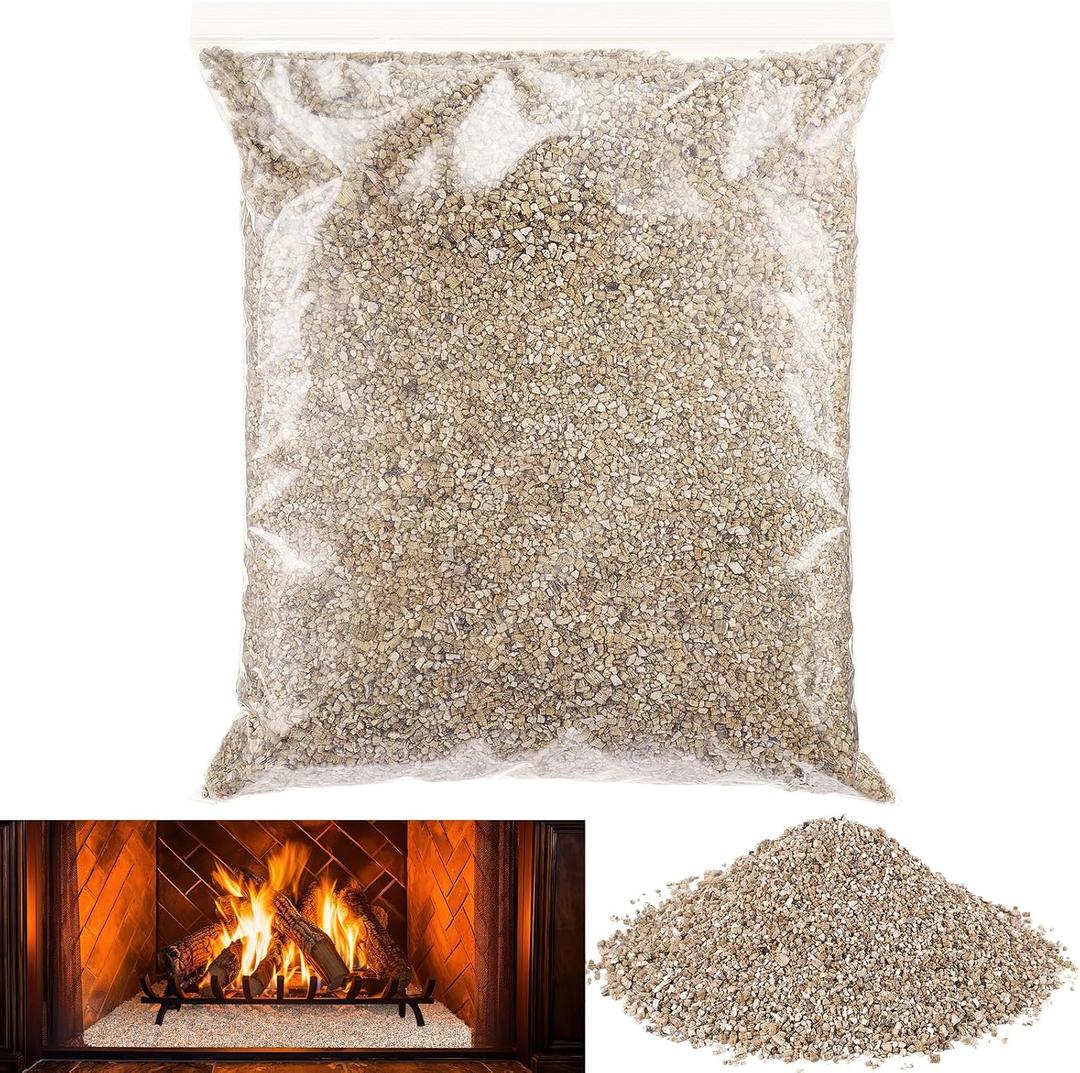 Sasylvia 24 oz Fireplace Vermiculite Granules for Gas Logs Coarse Accessories for Fire Pit Fireplace Landscaping Gas Inserts Vermiculite Indoor Outdoor Gardening Vase Filler