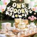 SUNBEAUTY Goose Party Decoration Set, Pink Yellow Bow Goose Baby Shower Decor, Funny Table Centerpiece Gift for 1st Birthday Decorations, Anniversary Decorations, Wedding Party Decor