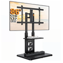 Perlegear Floor TV Stand with Mount for 32-86" TVs up to 132 lbs, Tall TV Stand with Pegboard and 6 Height Settings, TV Swivel Stand with Wooden Base, Max VESA 600x400mm PGFS13