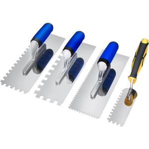 Tile Tools Stainless Steel Square-Notched Trowel Set 3 PC Plus Square-Notched Margin Trowel Masonry Hand Kit for Wall Floor Tiling Installation