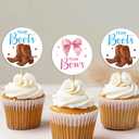 84PCS Boots or Bows Gender Reveal Stickers, Cute Baby Shower Team Boots and Bows Gender Reveal Game Lables for Party Supplies - 2 in Round