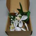 Rinlong 2Pcs White Orchid Boutonnieres for Men Wedding Groom Artificial Orchid Boutonniere Groomsmen Boutineer Prom Homecoming Accessories