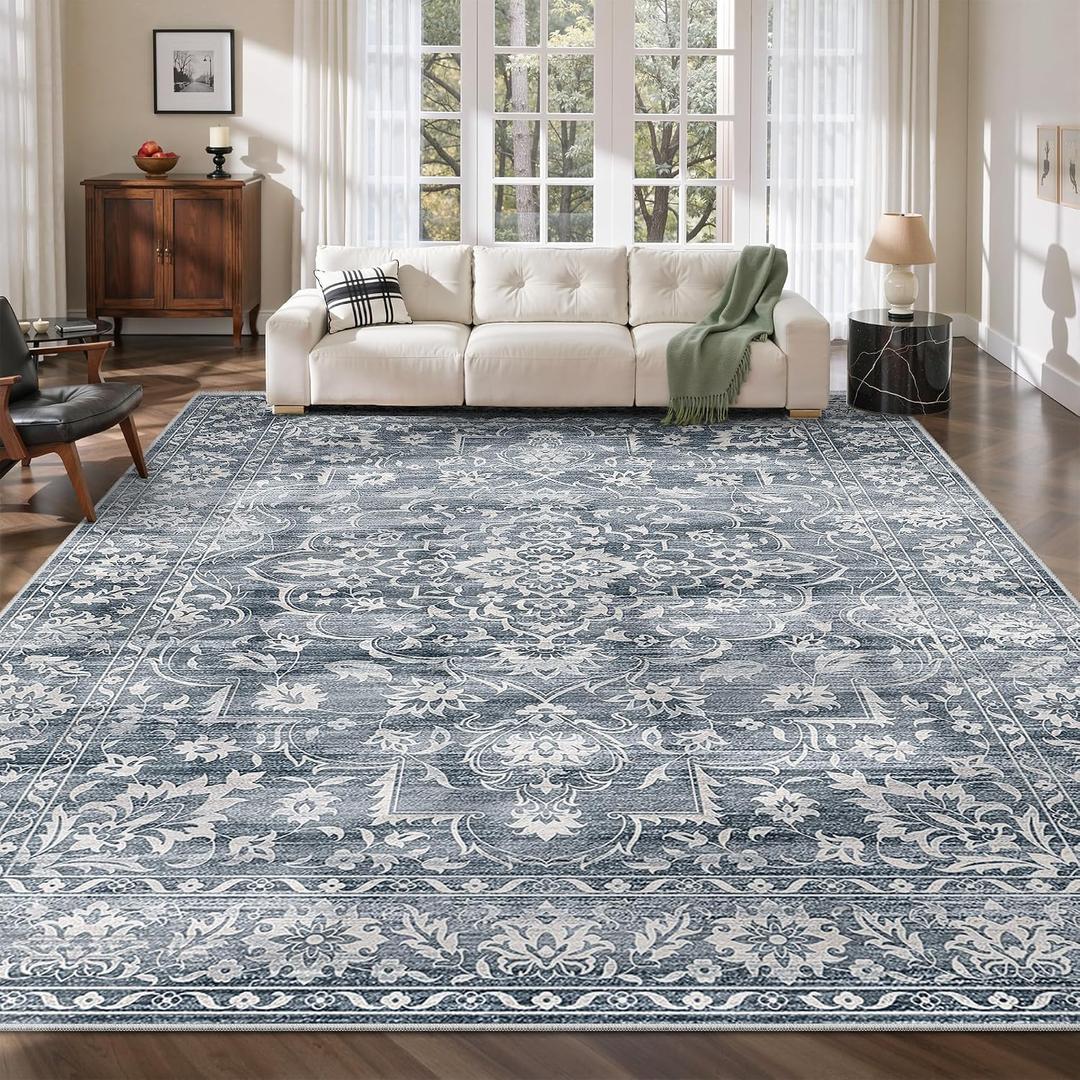Soalmost 8x10 Area Rugs for Living Room, Washable Bedroom Soft Rug Blue