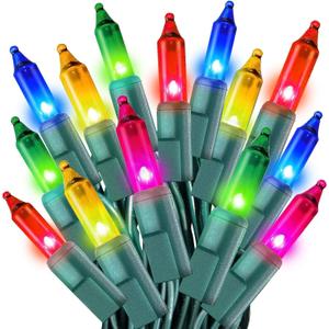 Multicolor Christmas Lights String 50FT 200 Count Incandescent Bulbs Mini Lights with Green Wire for Christmas Tree, Garland, Wedding, Party, Home, Indoor & Outdoor Festival Decoration