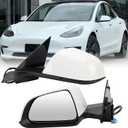 Left Driver Side Mirror Compatible with Tesla Model 3 2017-2023 Replacement 1592031-00-E, 159203100E Power Heated Memory 13 Pins (White)