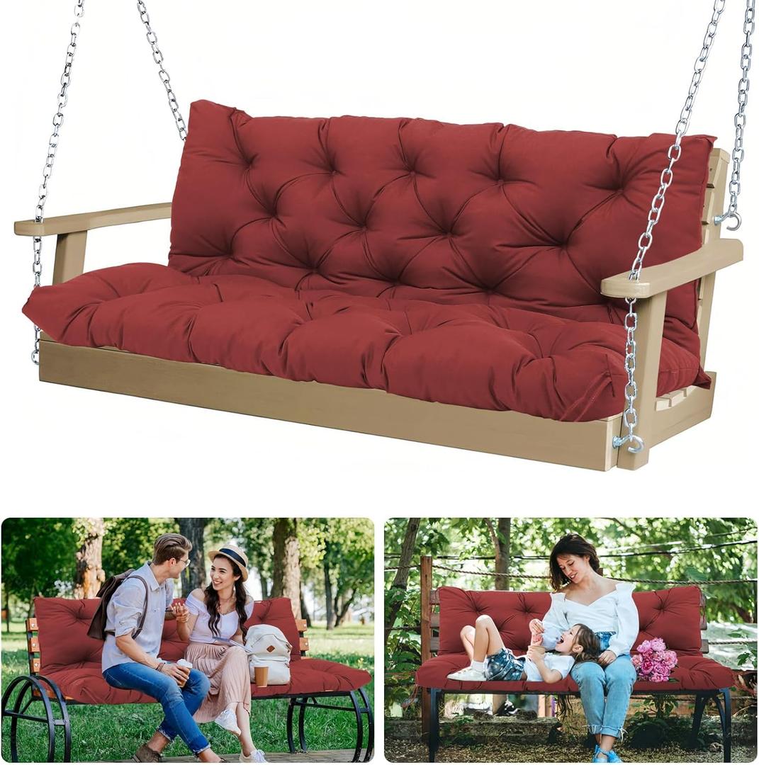 MVRFN 5" Thick Outdoor Porch Swing Cushions 60" Waterproof 3 Seater