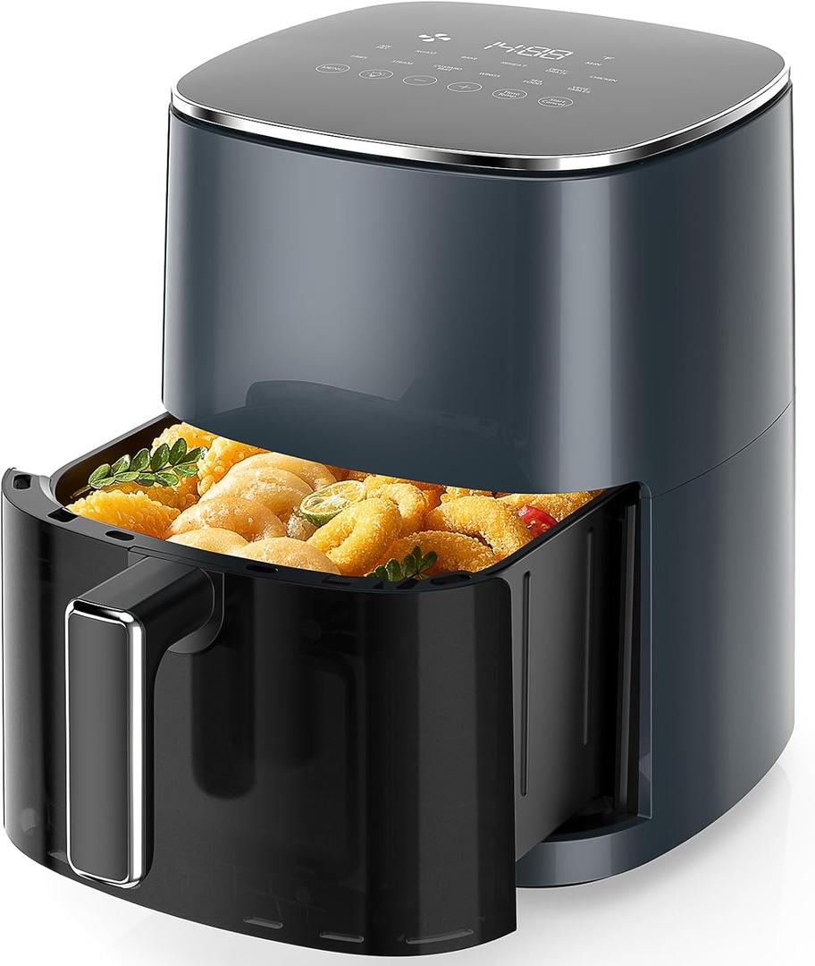 Air Fryer, 6QT Square Airfryer with Visual Window, 400F Fast Heating Air Fryers Oven with Timer, Auto-Off, Non Toxic & Non Stick, Multiple 12 Modes for Roast, Bake, Dehydrate, Fry, Reheat, 6l