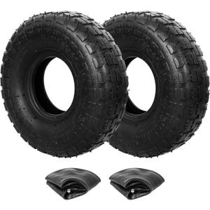 Set of 2 4.10/3.50-4 Tire and Inner Tube, Premium Rubber Wheelbarrow Replacement Parts for Hand Truck Lawn Mower Dollies Wagon Dolly Trailers Go kart