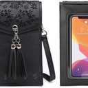 seOSTO Womens Small Crossbody Bag For Woman, Tassel Wallet PurseGifts For Teenage Girls (Black-touchscreen)
