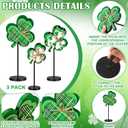 3 Pcs Large St Patrick's Day Shamrock Wooden Block Set Wood Clover Standing Table Sign Irish Decor Clover Table Centerpieces Irish Shamrocks Ornaments for Home Farmhouse Office Kitchen(Stylish)