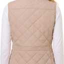 Fuinloth Women's Quilted Vest, Rib Collar Lightweight Zip Padded Gilet Beige XS