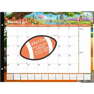 2 x Large Desk Calendar 2026-2027 22x17 Inches,18 Month,Suitable For Home, School Or Office,Monthly Calendar,With Plastic Cover