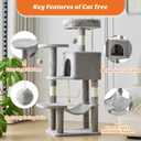 Sweetcrispy 44 Inch Cat Tree Tower, Cat Climbing Tower with Natural Sisal Scratching Posts, Hammock, Pet Condo for Indoor Cats and Kittens Play, Light Grey