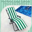 SmoothNovelty 2 Pcs Indoor Outdoor Chaise Lounge Cushions Sponge Bench Outdoor Furniture Chaise Cushions Patio Chair Furniture Replacement (Green White Stripes)