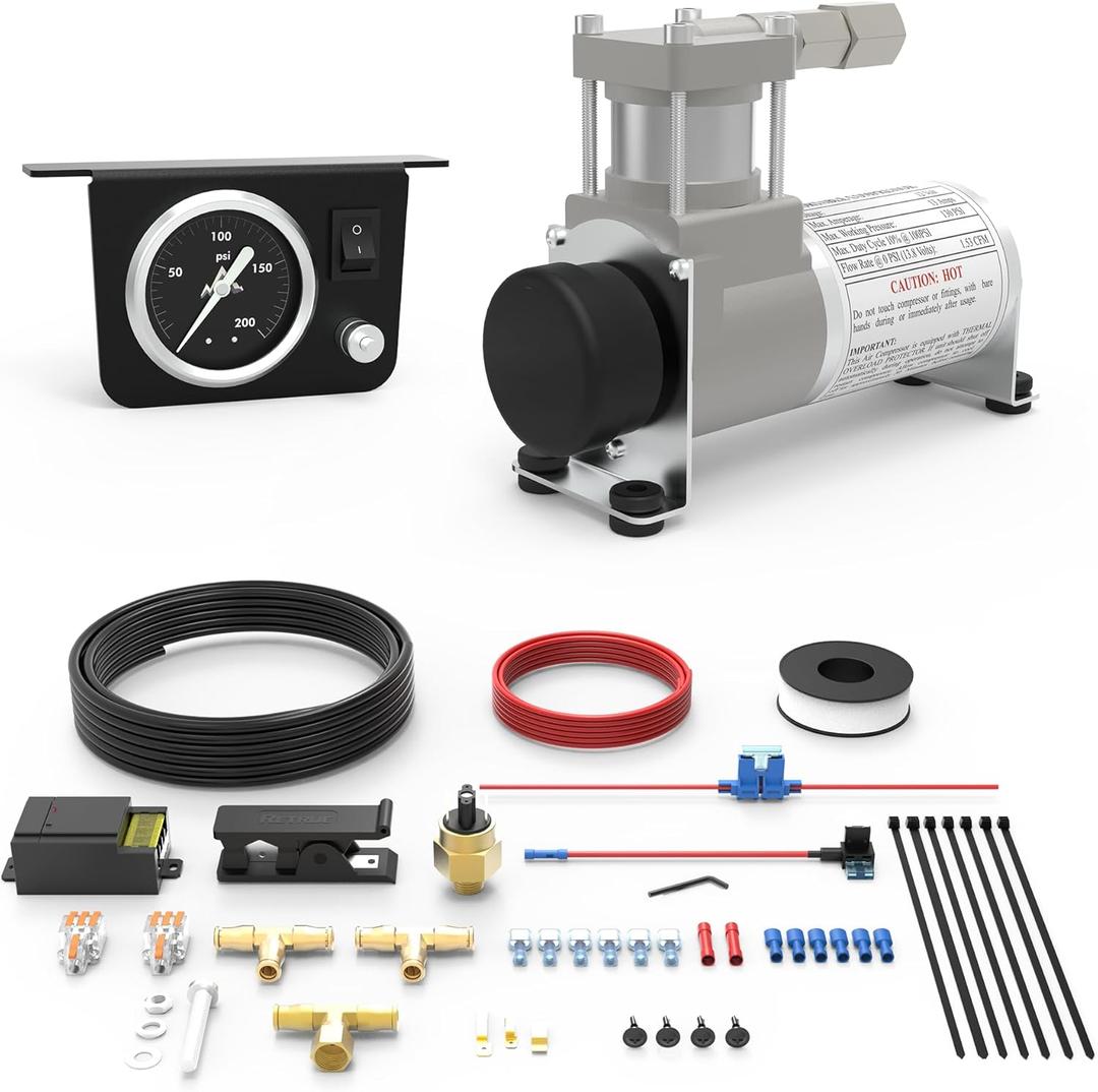 DEEAGLE Air Bag Compressor Kit for Airbags, On Board Air Compressor System for Truck, Ford F150, F250, F350, Chevrolet Silverado GMC Sierra Dodge Ram, Fast Inflation, Low-Pressure Sensor