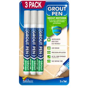 Grout Pen Tile Paint Marker: Waterproof Grout Paint, Tile Grout Colorant and Sealer Pen - Winter Grey, Narrow 5mm Tip (7mL) - 3 Pack