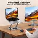 TECKNET Laptop Stand for Desk, 360 Rotating Base, Ergonomic Foldable Computer Stand for Laptop Riser Height Adjustable, Compatible with MacBook Pro, All Laptops 10-17" - Silver