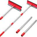 DSV Standard Window Squeegee, 2-in-1 Window Cleaner with 55" Extension Poles, Window Washing Kit, Glass Door Cleaner, Multi-Use Car Windshield Cleaning Tool with Long Handle for High Outdoor Windows