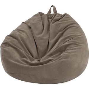 Nobildonna 3 ft Bean Bag Chair Cover (No Filler) 35"×43" Large Stuffed Animal Storage Bean Bag Washable Big Beanbag Chair Cover Premium Corduroy Bean Bag Cover for Adults, Kids, Light Brown 300L