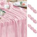 Wokceer Pink Cheesecloth Table Runner Spring 3Pack 10FT Blushing Pink Boho Gauze Easter Table Runner for Party Rustic Sheer Runners for Baby Bridal Shower Wedding
