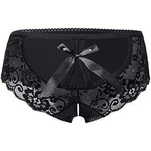 PERAMBRY Women's Lace Stretch Sexy Thong Bikini Panties Bow Tie Breathable Fashionable, 4 Pack 2XL