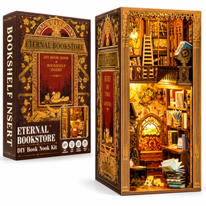 CUTEBEE Book Nook Kit - DIY Miniature House Eternal Bookstore Dollhouse for Adults, Booknook Tiny House Bookshelf Decor 3D Wooden Puzzle, Gifts for Family, Friends (Eternal Bookstore)