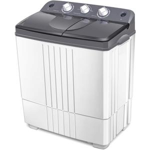 Giantex Portable Washing Machine, 20lbs Capacity, 12lbs Washer and 8lbs Spinner, Compact for Apartment RV, Gray & White, GX20313-PE