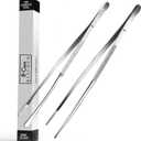 8-CREW KITCHEN Cooking Tweezers - 12 inch 304 Stainless Steel Set of 2 - Culinary Chef Tweezers for Multi-Purpose, Plating, Food Decorating & Bar