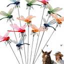 2 x 12 Pack Fake Dragonflies, Hat Clip Artificial Realistic 3D Dragonflies Garden Stakes Decor and Horse Fly Deterrent, Dragonfly Humming Bird Stakes, Fly Scare Devices for Indoor Outdoor
