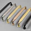 Alzassbg 10 Pack Champagne Copper Cabinet Handles, 5 Inch(128mm) Hole Centers Arch Modern Cabinet Pulls Kitchen Cabinets Hardware for Cabinets and Drawers AL3503SCG