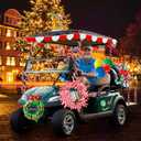 Christmas Golf Cart Decoration Kit Golf Cart Christmas Decorations Kit Parade with Car Wreath Inflatable Gingerbread Man string candy canes Balloons Wreath Decorative Tasses