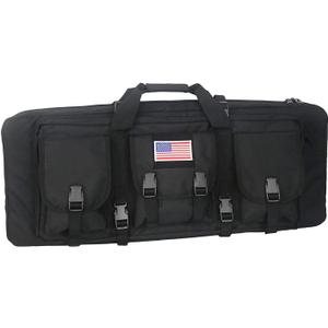 Greencity Double Rifle Case Long Rifle American Classic Tactical Gun Bag Waterproof Padded Molle Hunting Shooting Sports (32", 32in-Black)