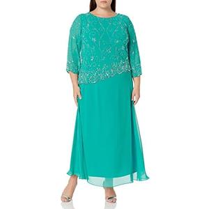 J Kara womens 3/4 Sleeve Floral Beaded Asymmetrical Hem Top Mock Flair Dress Formal Dress 8