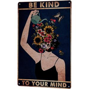 Vintage Room Decor Wall Decor - Be Kind to Your Mind Metal Tin Sign Boho Decor Sign Boho Room Office Home Decor 8X12Inch New