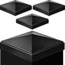 Pelopy 4 Pcs Black Aluminum Pyramid Post Caps for True Wood/Metal Fence Posts of Decks or Corridors Mailbox Pyramid Cover (4" X 4")