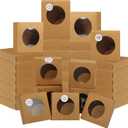 Liobelon 30 Pack Kraft Paper Soap Boxes with Clear Windows, 3.1x3.1x1.2 Inch Empty Gift Boxes for Homemade Soap, Candles, Party Favors, Eco-Friendly Gift Packaging (Brown)