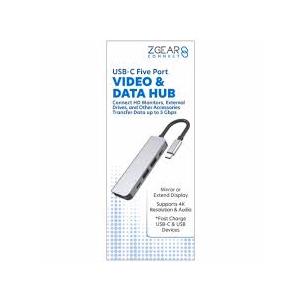 ZGear Five Port USB-C & USB Devices Video & Data Hub