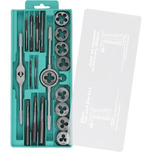 OriGlam 20pcs Alloy Steel SAE, Tap and Die Set, Metric Standard Tap and Die, SAE Thread Tool, Essential Threading Home Tool Cutting Threads for Cutting External and Internal Threads
