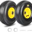 GICOOL 4.10/3.50-4 Explorer Series Rubber Tire and Wheel, 2 Pack, with 2.25" Offset Hub, 5/8" Sealed Bearings, for Hand Truck Trolley Dolly Garden Wagon Wheel Replacement