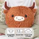 Buff Puffy Highland Cow Stuffed Animal (12 in) - Stuffed Highland Cow Plush Pillow - Highland Cow Gifts for Women - Cute Plushies Peluches - Plush Toys Stuffy - Cute Pillows