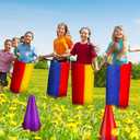 53 Pieces Outdoor Lawn Game Carnival Toss Set Potato Sack Race Bags Egg and Spoon Race Party Ring Bean Bag Tossing Cones Prizes for Adult Family Birthday Party Outdoor Game Supplies