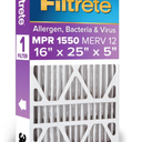 Filtrete 16x25x5 AC Furnace Air Filter, MPR 1550, MERV 12, Fits Honeywell & Trion AirBear, CERTIFIED Asthma & Allergy Friendly, Electrostatic Air Filter, 2-Pack