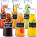 Set of 6 Glass Carafe with Lid, 1 Liter Beverage Serveware Carafe, Clear Glass Pitcher for Mimosa Bar, Brunch, Cold Water, Juice, Milk, Iced Tea, Lemonade 