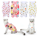 4 Pieces Cat Recovery Suits Body Wraps Breathable Kittens Recovery Clothes for Cats Small Dogs Abdominal Weaning(Banana, Football, Strawberry, Donut,XL)