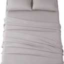 SONORO KATE Bed Sheet Set Super Soft Microfiber 1800 Thread Count Luxury Egyptian Sheets 16-Inch Deep Pocket Wrinkle and Hypoallergenic-4 Piece(Full Grey)
