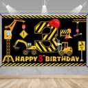 3rd Birthday Decorations for Boys, Excavator Dump Truck Theme Third Birthday Banner Decorations Digger 3 Year Old Bday Banner Backdrop Party Supplies Sign
