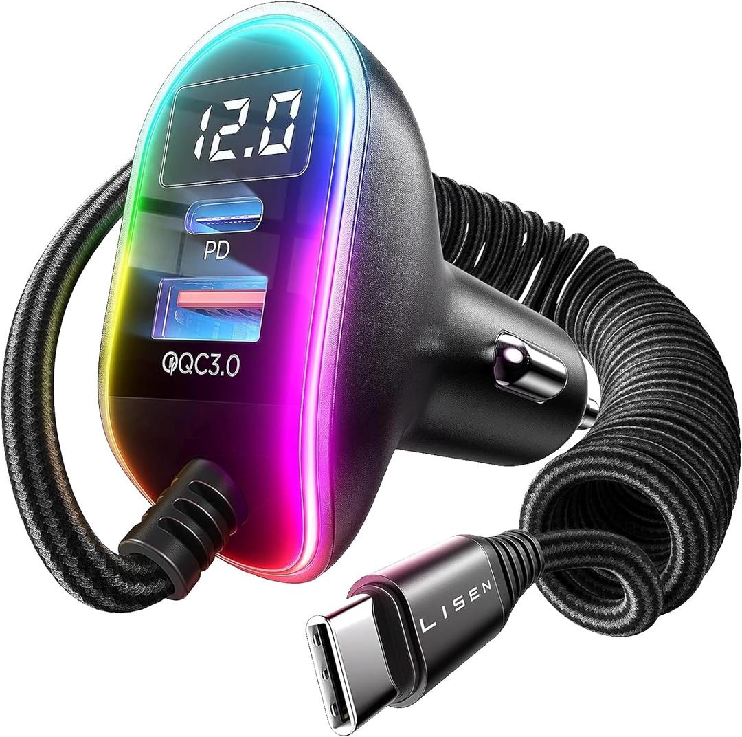 Super Fast Samsung Galaxy Car Charger,LISEN USB C 96W Super Fast Car Charger PD& QC3.0 Car Phone Charger Adapter for iPhone 15 Pro Max Plus,Samsung Galaxy S25 Ultra Plus S24/S23/S22,Android,iPad Pro