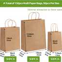 GetFeeds 150PCS small gift bags, brown gift bags, available in Suitable for gifts, groceries, retail, parties, birthdays, shopping, business use, gifts, crafts, takeout,, Large+Medium+Small