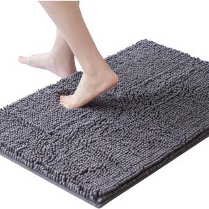 Lifewit Extra Soft Bathroom Rug Mat, Absorbent Shaggy Chenille Bath Rug, Non Slip Plush Rugs for Bathroom,Tub and Shower, Grey, 20 x 30 inch
